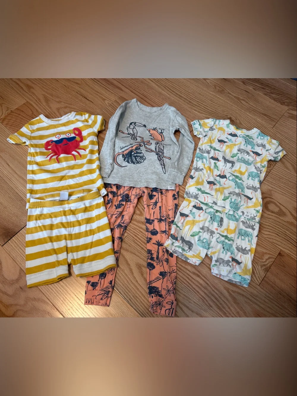 GAP Kids Yellow & White Striped Crab Short Sleeve Pajama Top